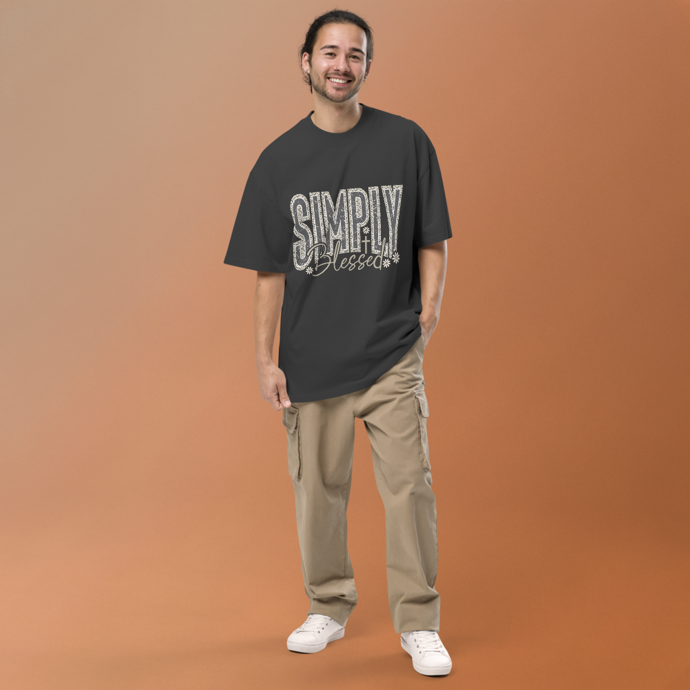 Simply Blessed Camo Christian Oversized Graphic T-Shirt