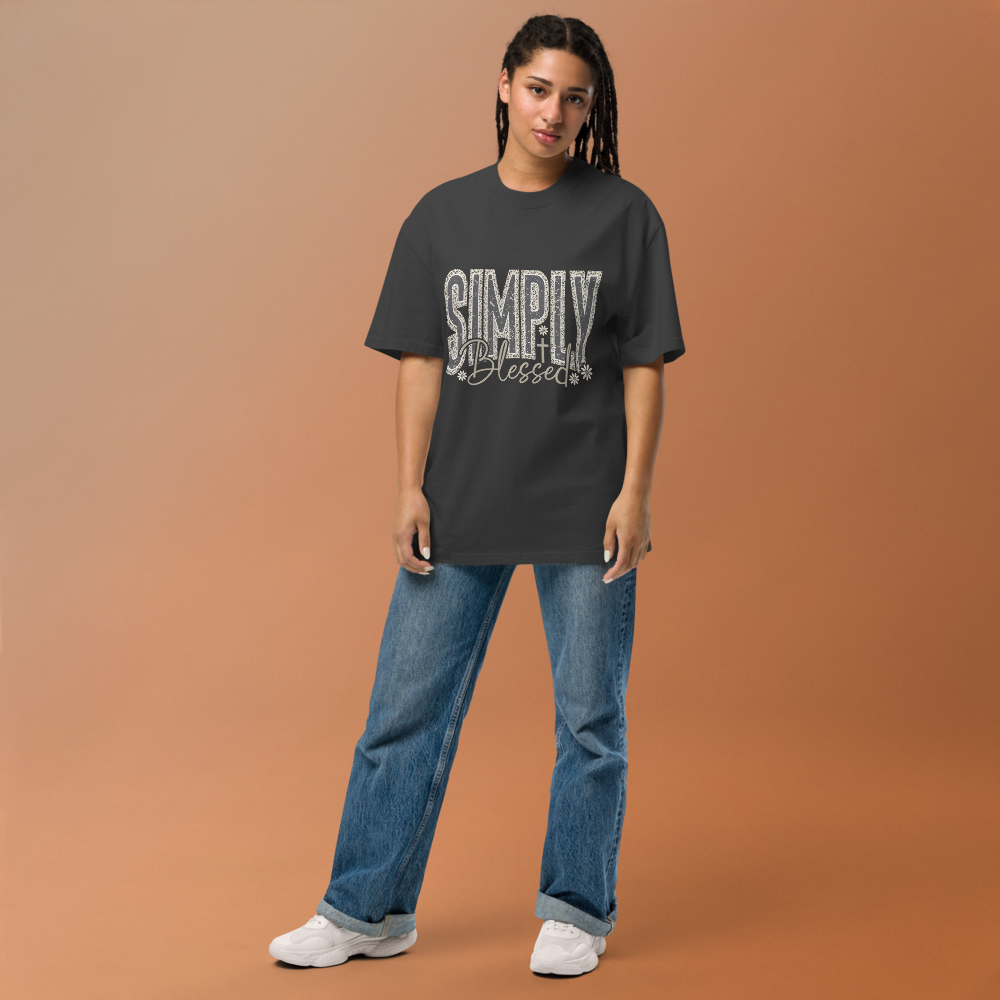 Simply Blessed Camo Christian Oversized Graphic T-Shirt