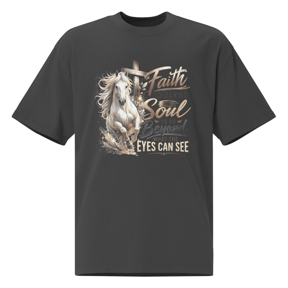 Faith Horse Cross Christian Equestrian Oversized T-Shirt