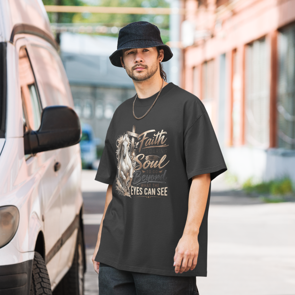 Faith Horse Cross Christian Equestrian Oversized T-Shirt