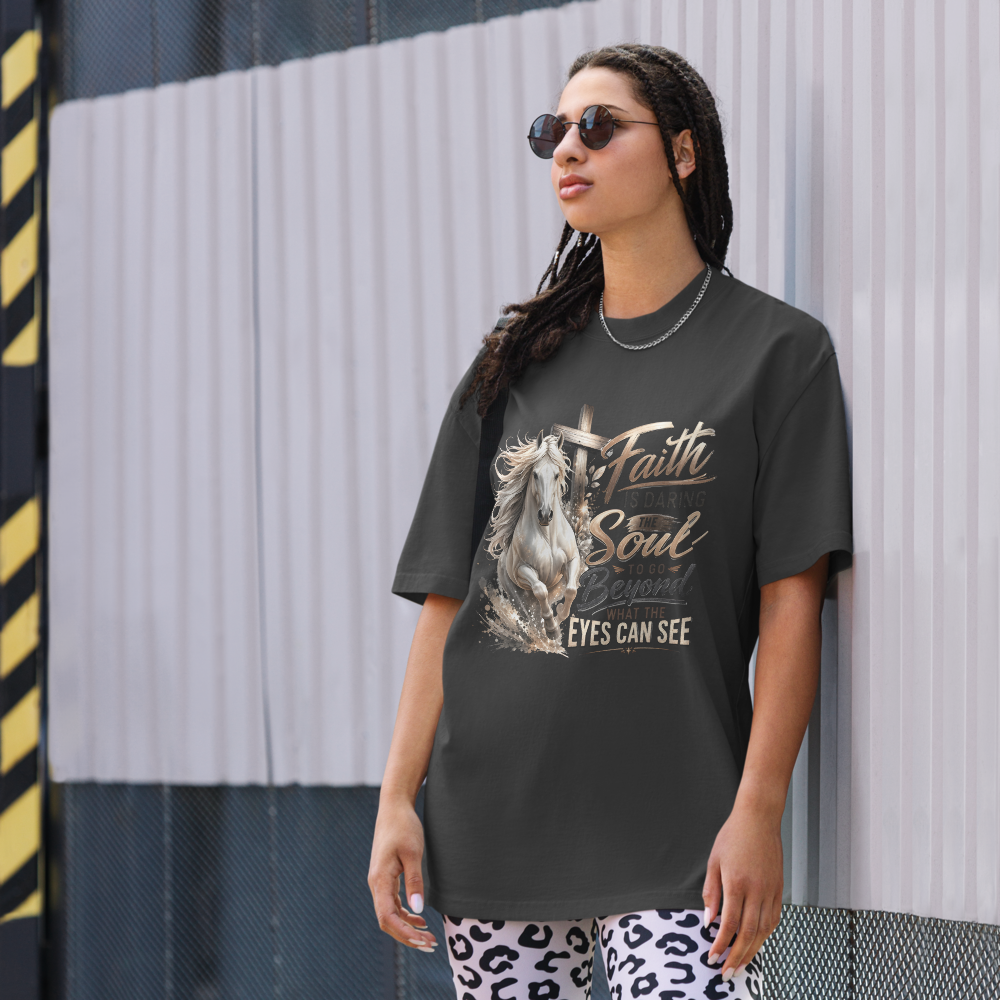 Faith Horse Cross Christian Equestrian Oversized T-Shirt