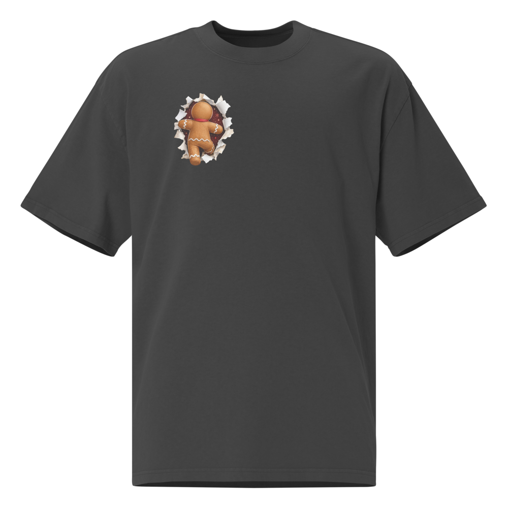 Gingerbread Man Christmas Oversized Graphic T-Shirt