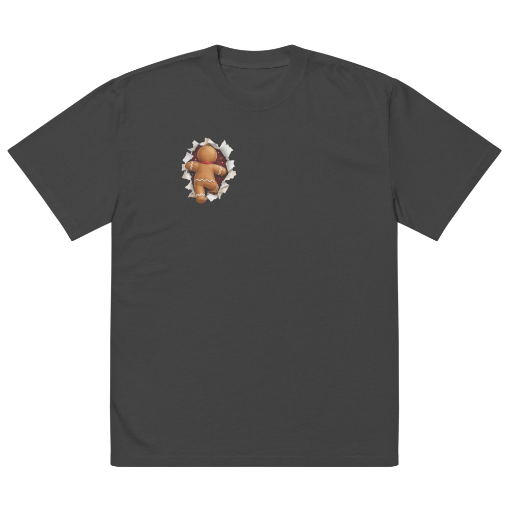 Gingerbread Man Christmas Oversized Graphic T-Shirt