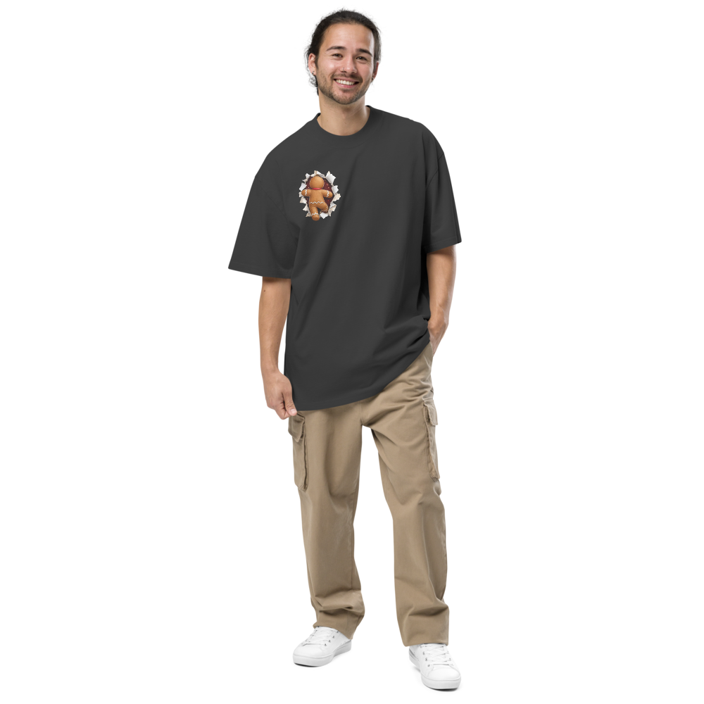 Gingerbread Man Christmas Oversized Graphic T-Shirt