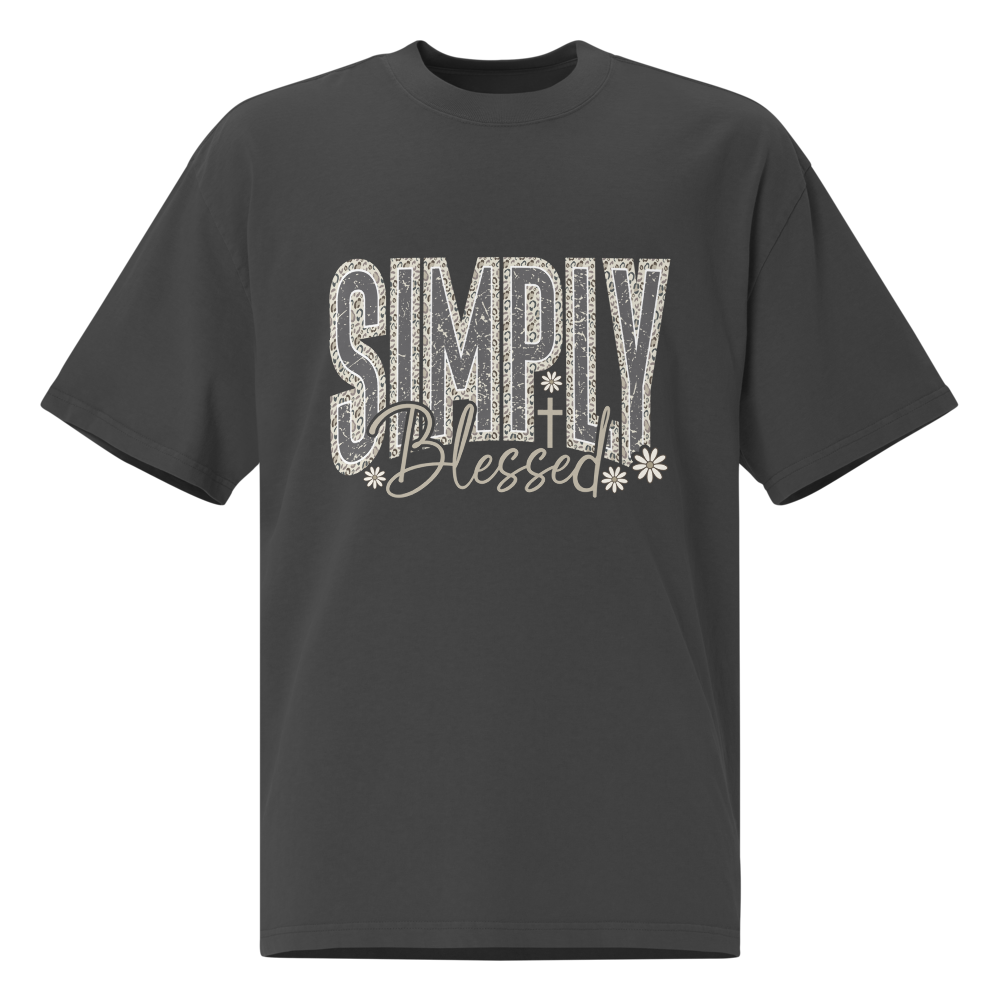 Simply Blessed Camo Christian Oversized Graphic T-Shirt