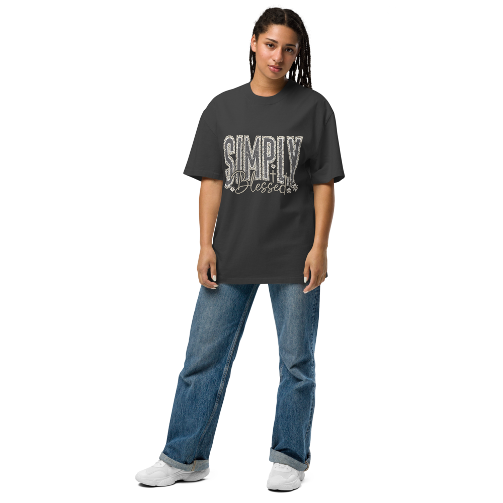 Simply Blessed Camo Christian Oversized Graphic T-Shirt