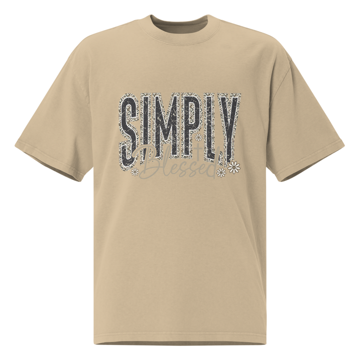 Simply Blessed Camo Christian oversized T-shirt in faded khaki – front view