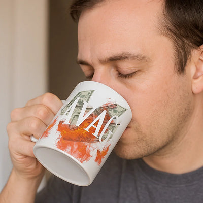 WealthBrew | Money Mug – Motivational Entrepreneur Coffee Cup – 11oz Ceramic Dishwasher Safe – Gift for Finance Lovers