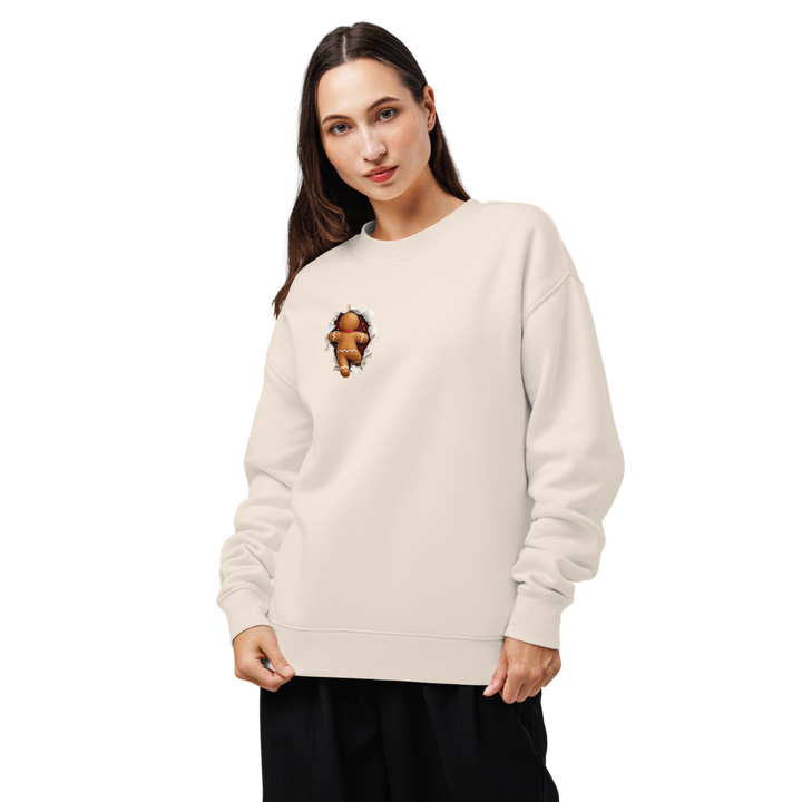 Gingerbread Man Christmas sweatshirt in bone – front view