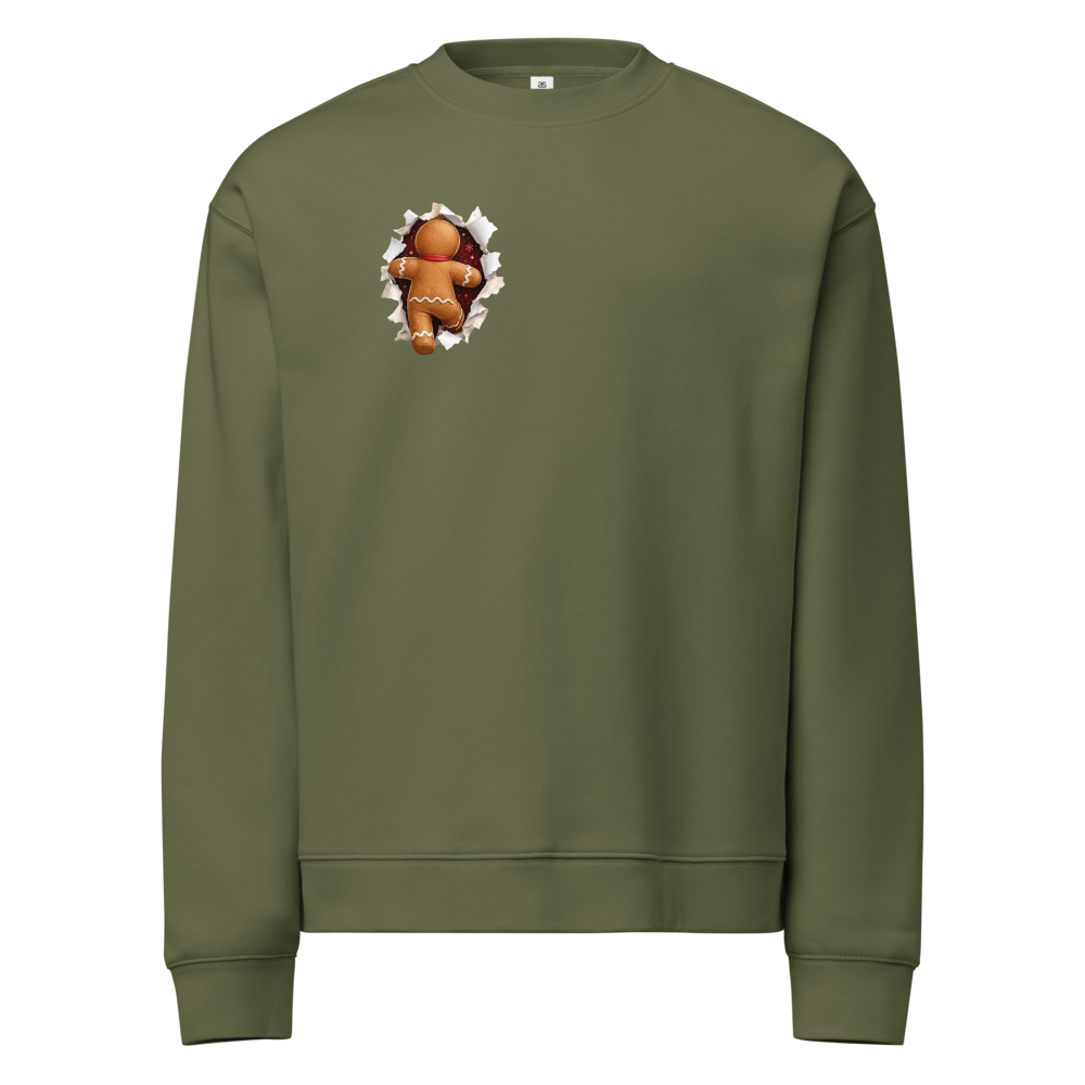 Gingerbread Man Christmas sweatshirt in cypress – front view