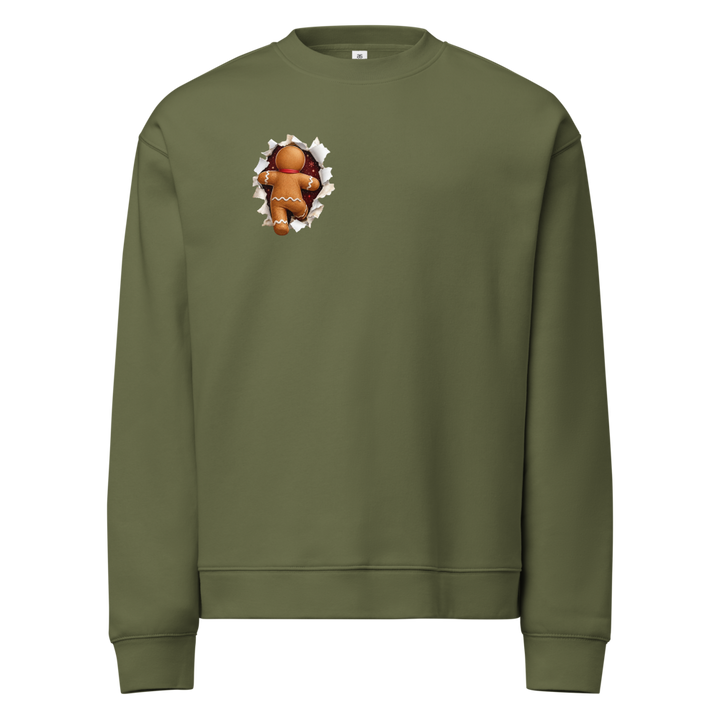 Gingerbread Man Christmas sweatshirt in cypress – front view