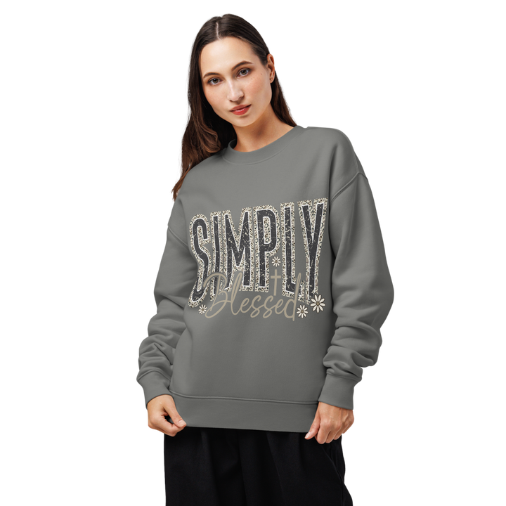 Simply Blessed Camo Christian sweatshirt in shadow – front view