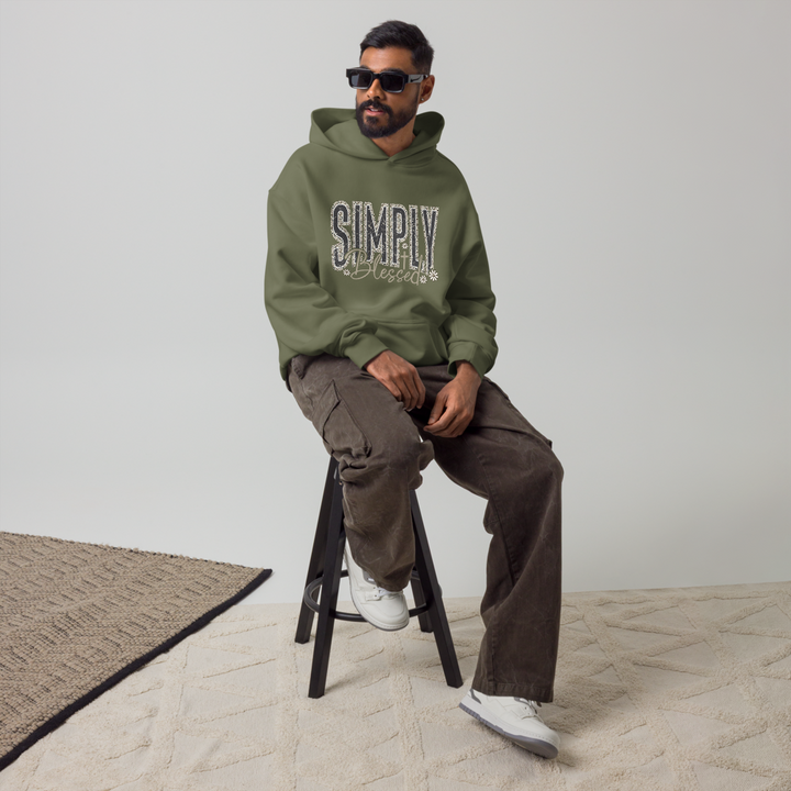 Simply Blessed Camo Christian hoodie in cypress – front view