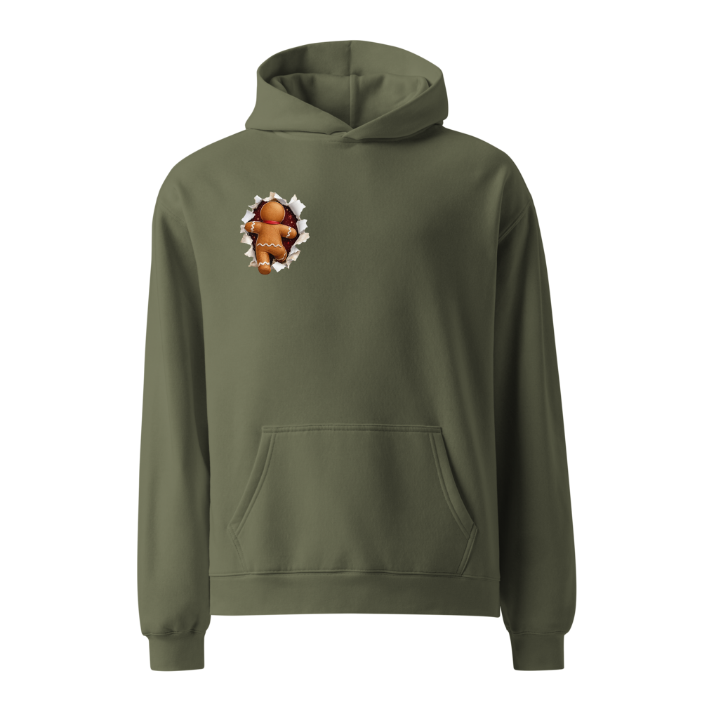 Gingerbread Man Christmas hoodie in cypress – front view