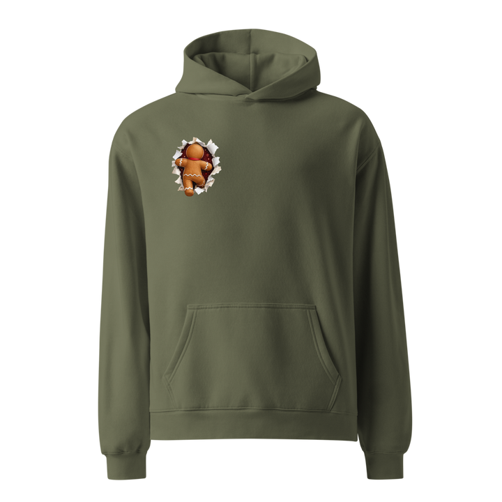 Gingerbread Man Christmas hoodie in cypress – front view