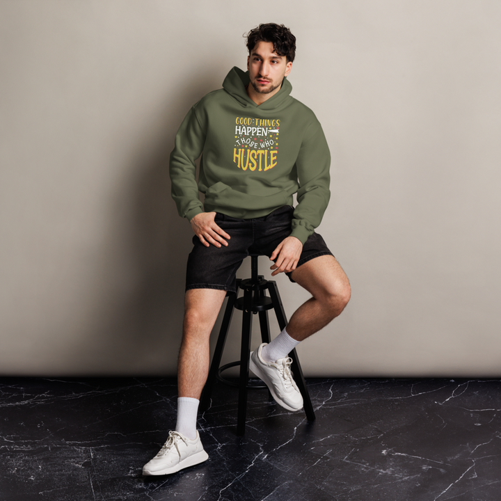 Good Things Happen graphic hoodie in cypress – front view