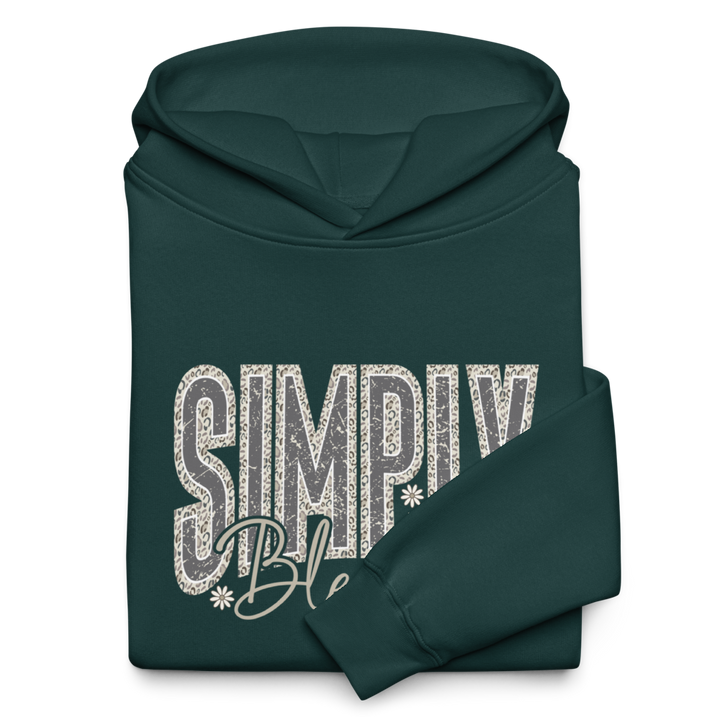 Simply Blessed Camo Christian hoodie in pine green – front view