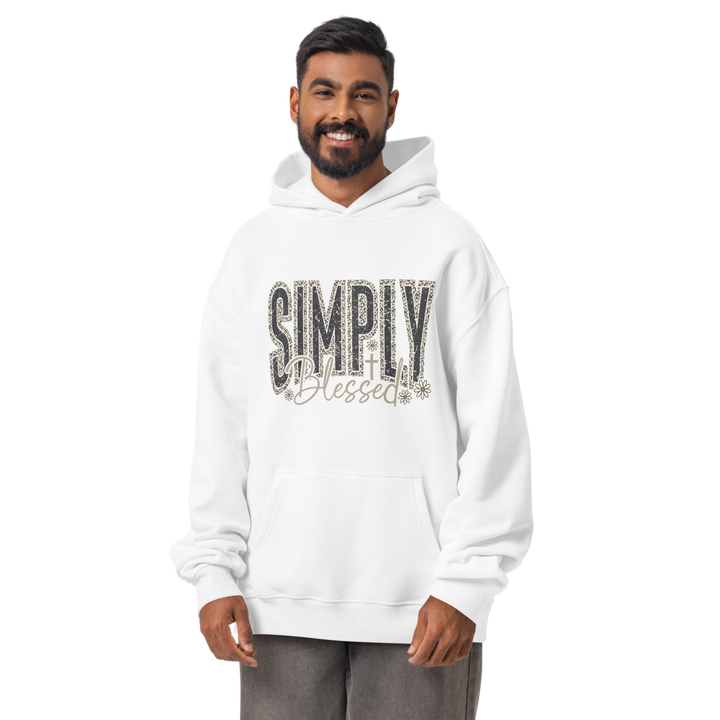 Simply Blessed Camo Christian hoodie in white – front view