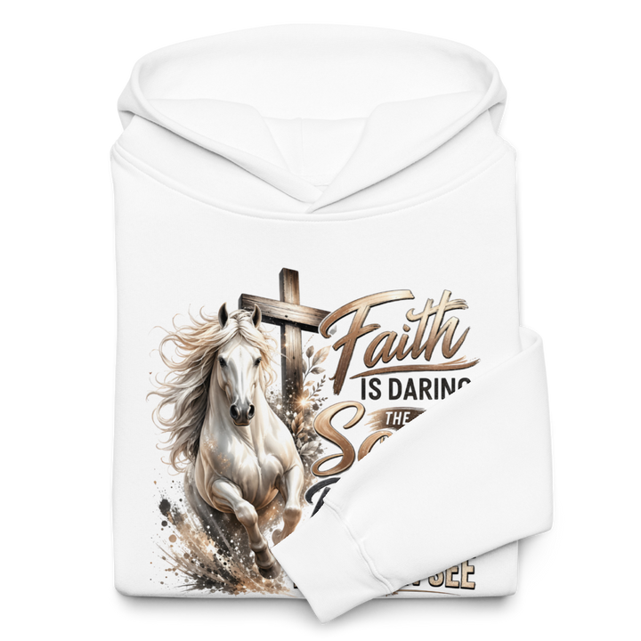 Faith Horse Cross Christian hoodie in white – front view